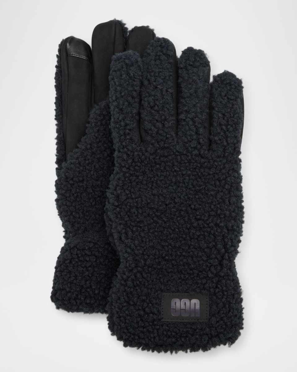 Men's UGGfluff Fleece and Leather Gloves